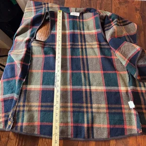 Peach Love California Womens Plaid Drape Front Vest Navy Green Orange Small‎ USA thumbnail 4