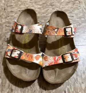 Papillio White Orange Floral Two-Strap Buckle Sandals Size 36 thumbnail 1