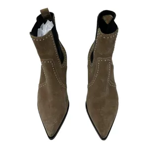 Paige Studded Suede Pointed Toe Chelsea Ankle Boots Taupe Size 7 thumbnail 2