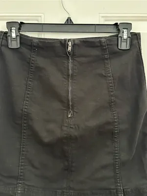 Free People Black Denim Mini Skirt - Women's Classic A-Line thumbnail 10