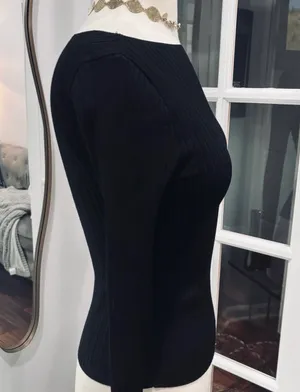 Abercrombie & Fitch Black Slash Rib Knit Sweater Top thumbnail 3