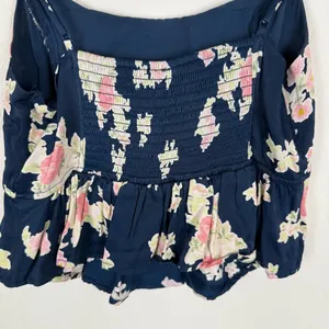 free people navy blue pink floral babydoll tank thumbnail 9