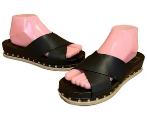 Dolce Vita "Gracy" Black Faux Leather Slide On Espadrille Sandals (7.5) thumbnail 1