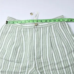 Madewell NWT The Tailored‎ Tapered Pant in Striped Linen-Blend Green White 6 thumbnail 8