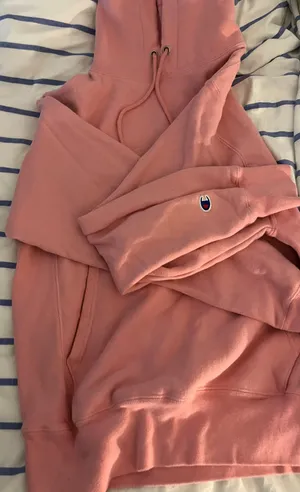 Pink Champion women’s size small hoodie with embroidered logo thumbnail 3