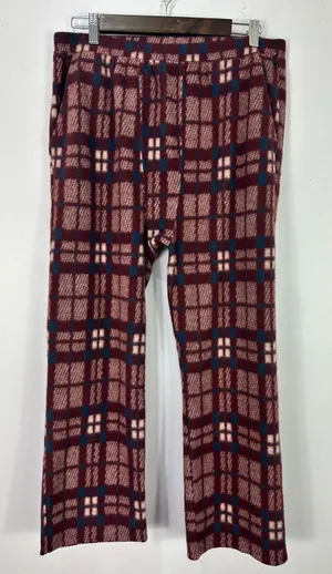 The Great Pajama Pants Womens 1 Burgundy Plaid Plush Fleece Sleepwear Lounge NEW thumbnail 1