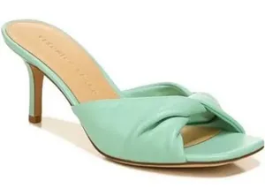 Veronica Beard Mint Green Leather Twisted Kitten Heel Mule Sandals‎ Size 7M thumbnail 1