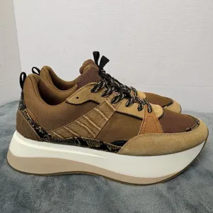 ZARA Chunky Platform Sneakers Brown Tan Size 41/ US 10 Trendy thumbnail 2