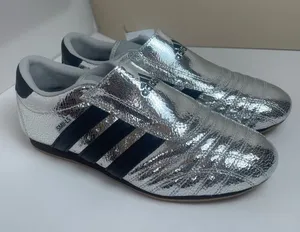 Adidas Originals Taekwondo Women’s Leather Silver Metallic Black Sneakers 6.5 thumbnail 1