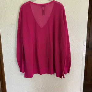 Chico's Black Label V-Neck Metallic Sweater Pink XL Women Shimmer Knit‎ Pullover thumbnail 8