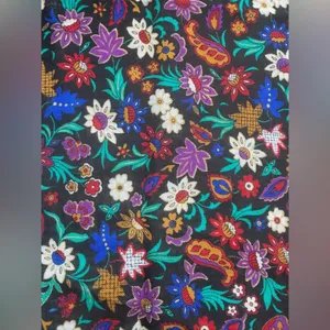 Vintage Caren Charles wool purple floral large square neck head scarf thumbnail 4
