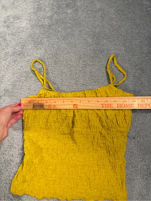 Lulu's Yellow/geeen Textured Smocked Cami Top small NWT thumbnail 6
