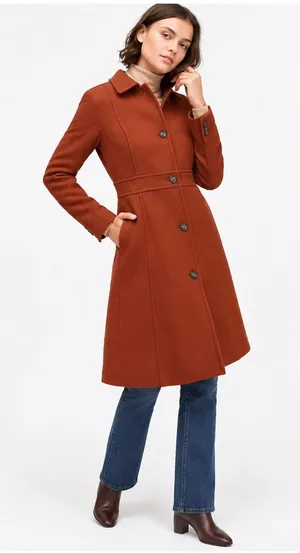 J.Crew Classic Lady Day Coat Dark Amber Italian Wool Thinsulate Size 14 thumbnail 1