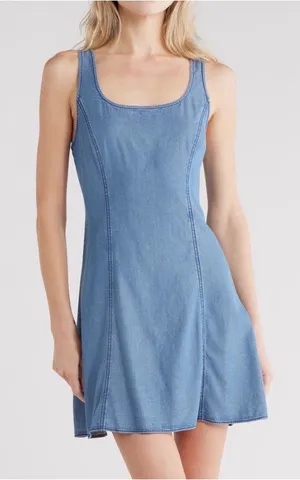 Madewell Fit & Flare Denim Dress thumbnail 1