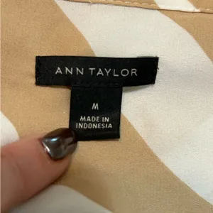 Ann Taylor Tan and White Zebra Print Blouse thumbnail 5