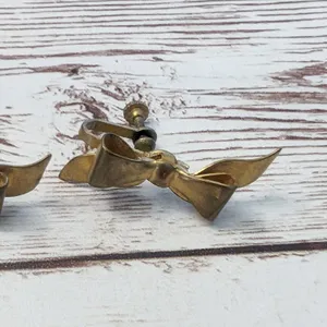 Vintage Screw On Earrings - Large Bow Design - Tarnished thumbnail 8
