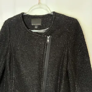 Banana Republic Soft Knit Heavy Sweater Jacket Asymmetrical Zip Womens Small thumbnail 2