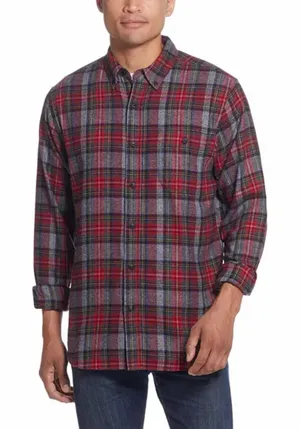 Weatherproof Vintage Poinsettia Holiday Tartan Flannel Shirt Large thumbnail 1
