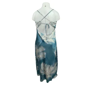NEW Abercrombie & Fitch Julia Blue Floral Tie Back Cami Maxi Summer Dress Sz XL thumbnail 3