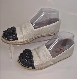 Circus by SAM EDELMAN Women 6 Loretta Tan Espadrille Black Bead Academia Flats thumbnail 1