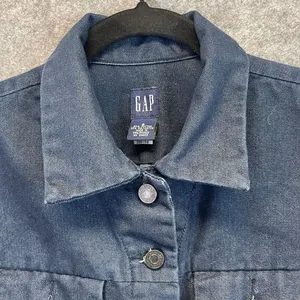 GAP‎ Jean Jacket Women's Small Indigo Denim Cotton Button Front Dark Wash Blue thumbnail 4