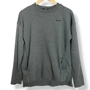 Nike Sweatshirt Top Gray Women Size XS‎ Relaxed Fit Long Sleeve Fleece Raw Seams thumbnail 3