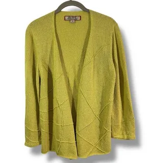 Beyond Threads Green Knit Open Front Sweater Size M thumbnail 1