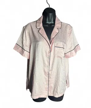 Victoria's Secret pink satin button up shirt Size S #lingerie #satin thumbnail 1
