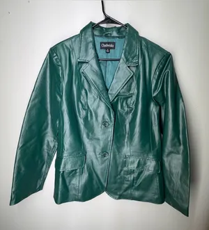 Chadwicks Vintage Y2K Deep Green 100% Leather Blazer Tailored Capsule Classic thumbnail 1