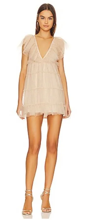 Show Me Your Mumu Miranda‎ Dress Sparkle Dust Tulle Nude Gold Small thumbnail 1