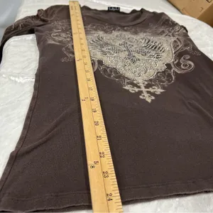Katydid Long Sleeve cross wings studded rhinestones affliction style Read desc. thumbnail 4