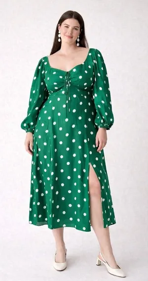 J.Crew Sweetheart Neckline Polka Dot Midi Dress Size 18 thumbnail 1