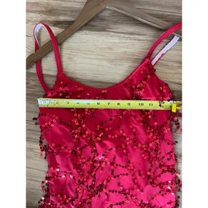 The Competitor Red Sequin Dance Costume Mini Dress Bodysuit MA Made in USA thumbnail 7