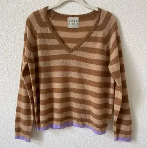 Jumper 1234 100% Cashmere Striped Sweater Brown Size 1 US Small Luxury Colorful thumbnail 1