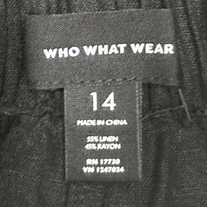 Who What Wear Linen Blend Wide Legged Cropped Pants Size 14 High Waist Black thumbnail 8