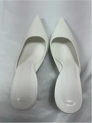 Womans New Slip On Stiletto Mules Eu 38 Us 8 White Pointed Toe thumbnail 5