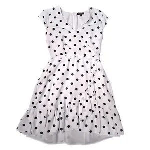 J.Crew Polka Dot Faux Wrap Mini Dress White Navy Blue Preppy Retro‎ Vibe Size 2 thumbnail 2