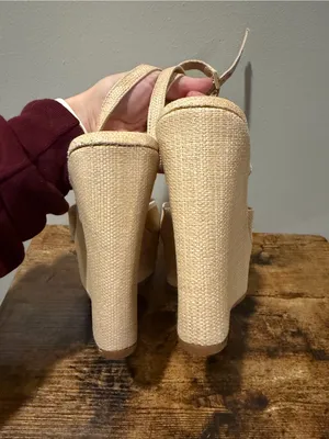 🌸SCHUTZ🌸Neith Straw Wedge Sandal Beige Size: 10B thumbnail 8