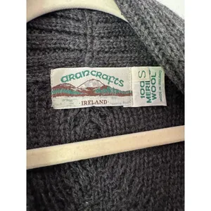 Aran Crafts Ireland Merino Wool Cable Knit Cardigan Sweater Size Small thumbnail 6
