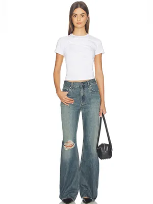 NWOT Good American Super Stretch Twist Tee in White Size Small thumbnail 5