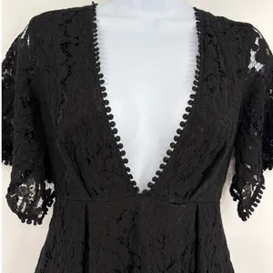 Showpo Lace Mini Dress 6 Whimsigoth Romantic Babydoll Deep V Fairy Grunge Y2K thumbnail 4