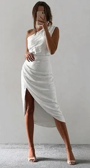 ELLIATT Cassini One-Shoulder Dress in Ivory Size X-Small thumbnail 1