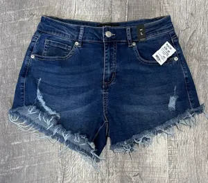 Akira NEW Flex Fit Cut Off Dark Denim Shorts Womens L (29X3.5) High Waist Frayed thumbnail 1