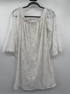 Lilly Pulitzer Nevie Dress M Resort White Lace Off Shoulder Bell Sleeve thumbnail 2