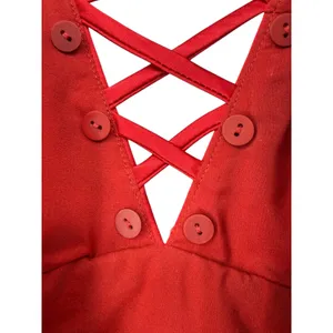 NWT Nanette Lepore Women's Scarlet Red Lace Up V-Neck Satin Sheath Dress Size 4 thumbnail 8