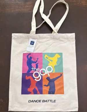 The Gap Logo Dance Battle Unisex Canvas graphic Travel school casual tote bag thumbnail 1