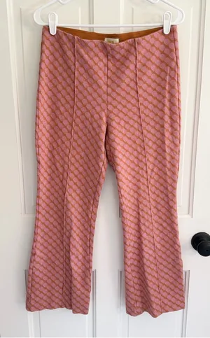 Anthropologie Maeve The Margot Jacquard Kick Flare Pants Pink M‎ thumbnail 1