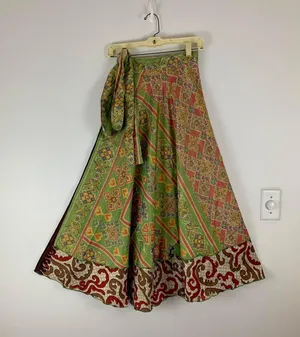 Reversible Maxi Wrap Skirt BINW508 Green thumbnail 1