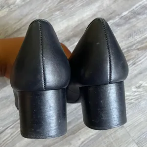Tory Burch Black Leather Flats with Gold Logo thumbnail 9