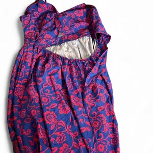 Blue maxi dress with pink floral design thumbnail 3